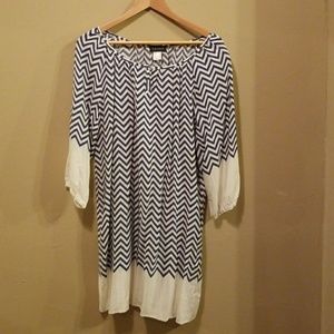 Blue and white zig zag light and airy dress.